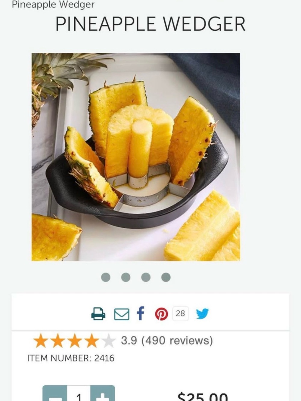 Pampered Chef Pineapple Wedger - Yellow and Green